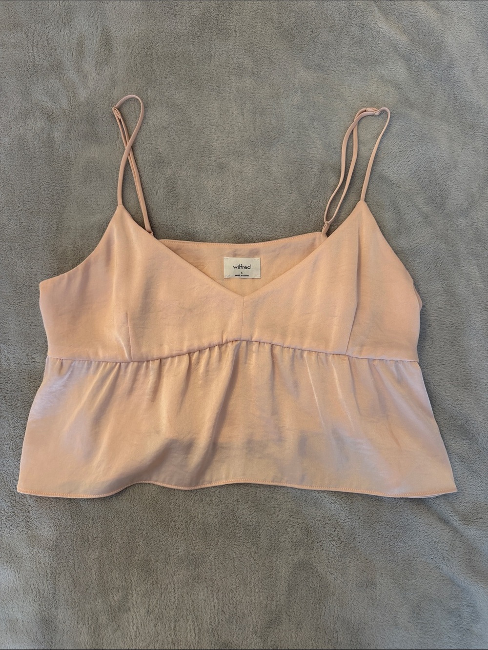 Aritzia Wilfred Pink Spaghetti Strap Peplum Cami adjustable straps